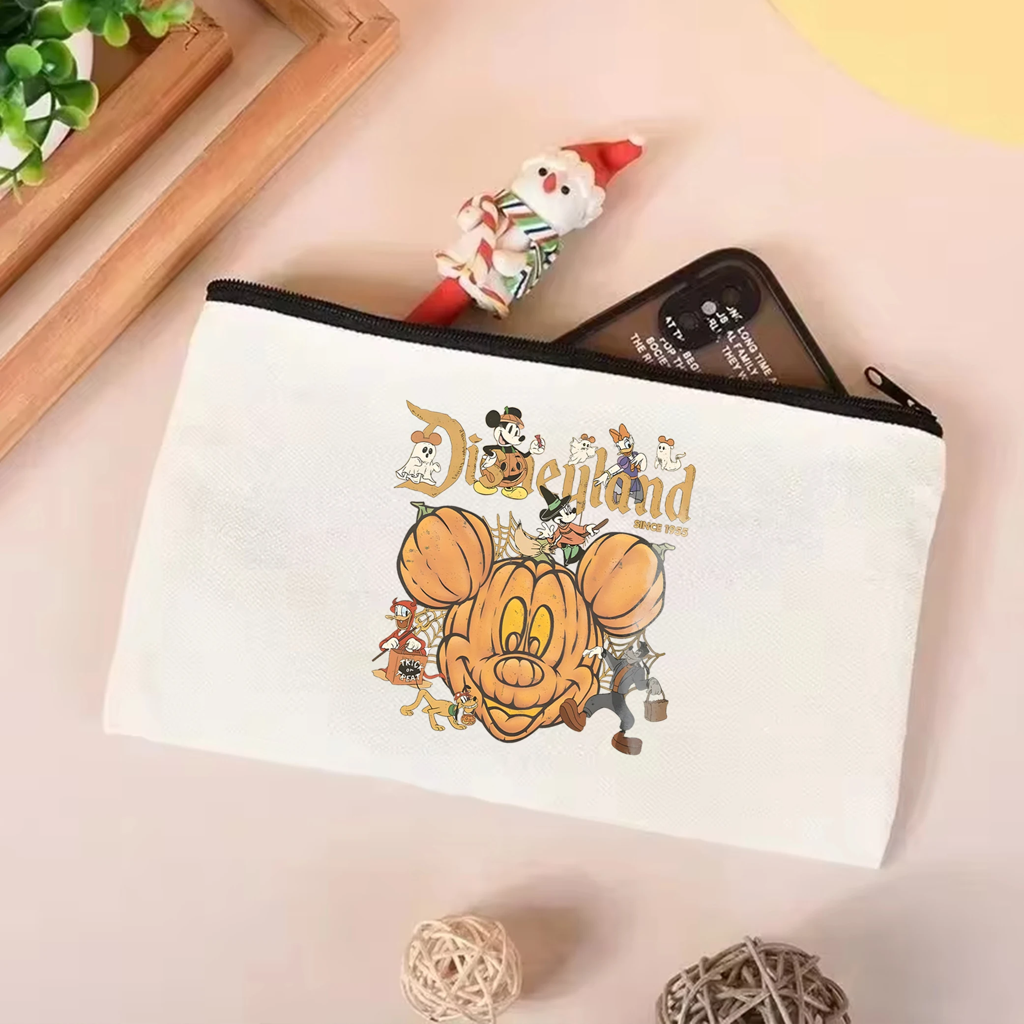 Retro Disneyland Est 1955 Mickey Mouse Halloween tote bag Mickey Halloween Pumpkin canvas bag Disney Halloween candy storage bag