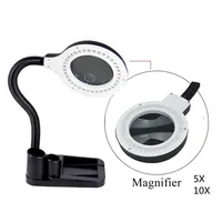 Crafts Glass Lens LED Desk Magnifier Lamp Light 5X 10X Standing Magnifying Desktop Loupe Repair Tools with 36 LEDs