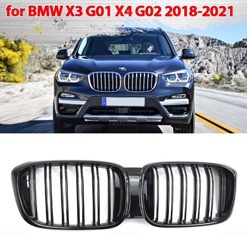 

Для BMW X3 G01 X4 G02 2018 2019 2020 2021, высокое качество, новый вид, автомобильный стиль, глянцевый черный передний гриль с двойной планкой, решетка