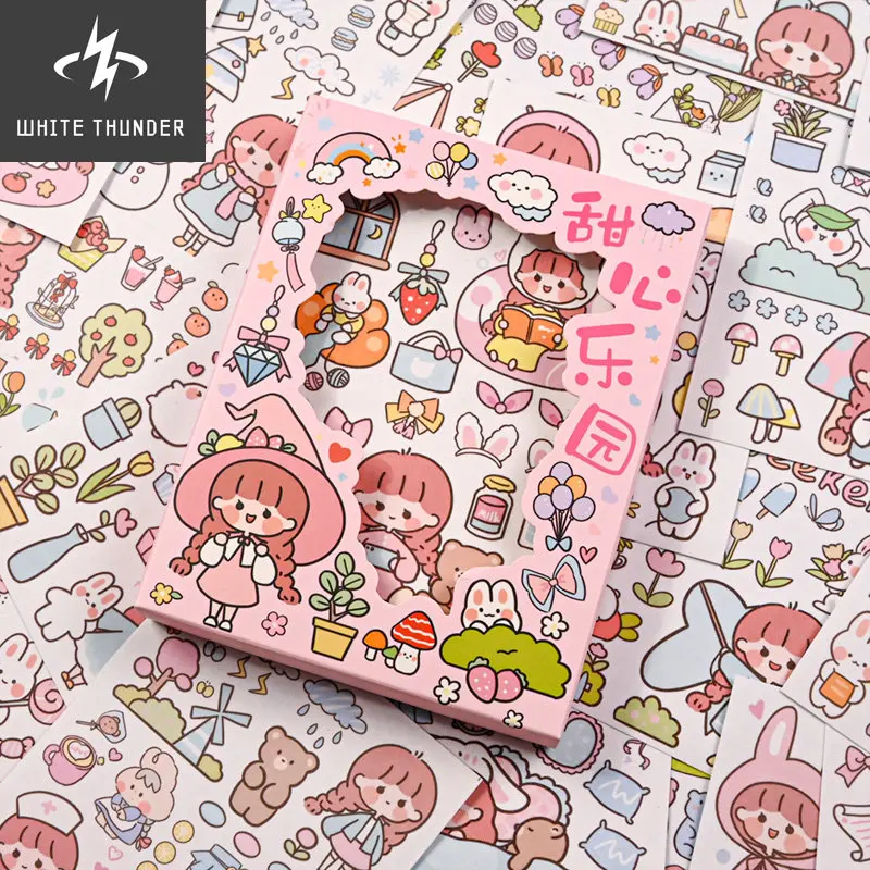 50 Sheets Cute Girl Hand Account Stickers Set DIY Decoration Kawaii Hand Account Notebook Cup Pattern Stickers Stationery
