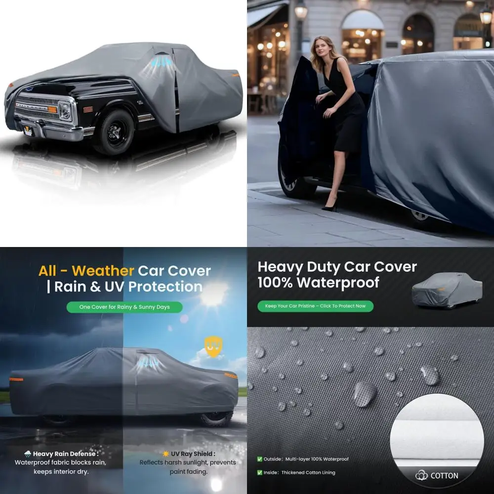 

Custom Fit Truck Cover for 1960-1995 Models, Regular/Extended/Crew Cab, Short Bed/Long Bed, Door Zipper, 10 Layer Protection