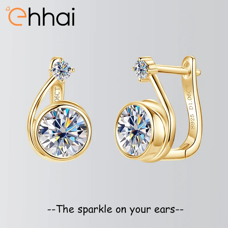 

Ehhai GRA Certified 1CT Round Moissanite Hoop Earrings for Women 925 Sterling Silver Huggie Earring Fine Jewelry Gift Pendientes
