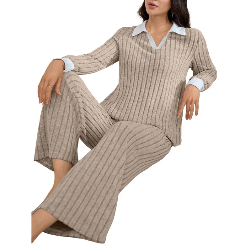 Women's Pajama Set Casual Long Sleeve Loungewear Fashion Elegant Trendy Stylish Lightweight Soft Comfortable
