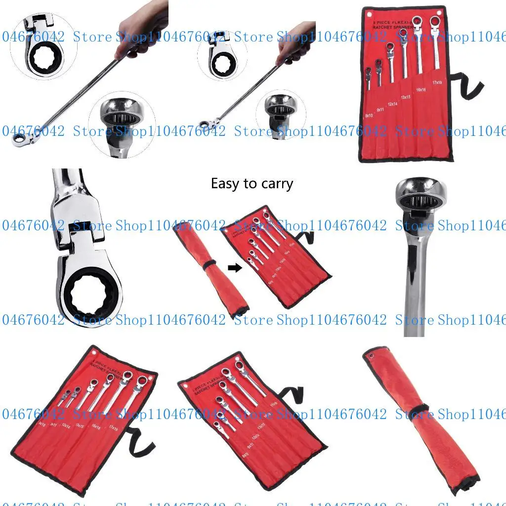 

5asd 72-Tooth Wrench Set with Metric 8mm 19mm Flex-Head for Extra Long Ratchet Wren