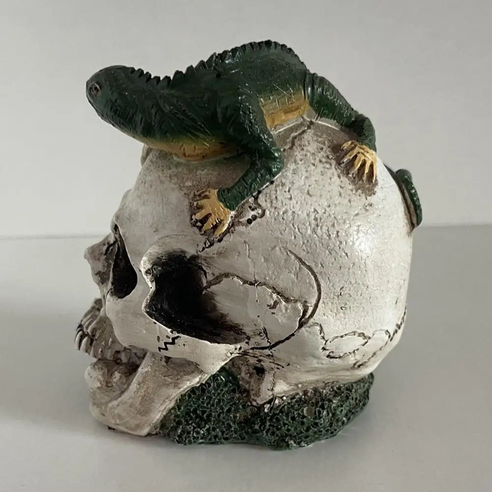 Resin Skull Statue Resin Skull Decor Life Size Resin Lizard Skull Figurine for Halloween Home Office Decoration Desktop