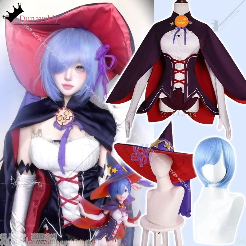 Anime Re:Life In A Different World From Zero Cosplay Rem Costume{YiNuo}Halloween Suit Magical Girl Sexy Witch Dress Goth Lolita