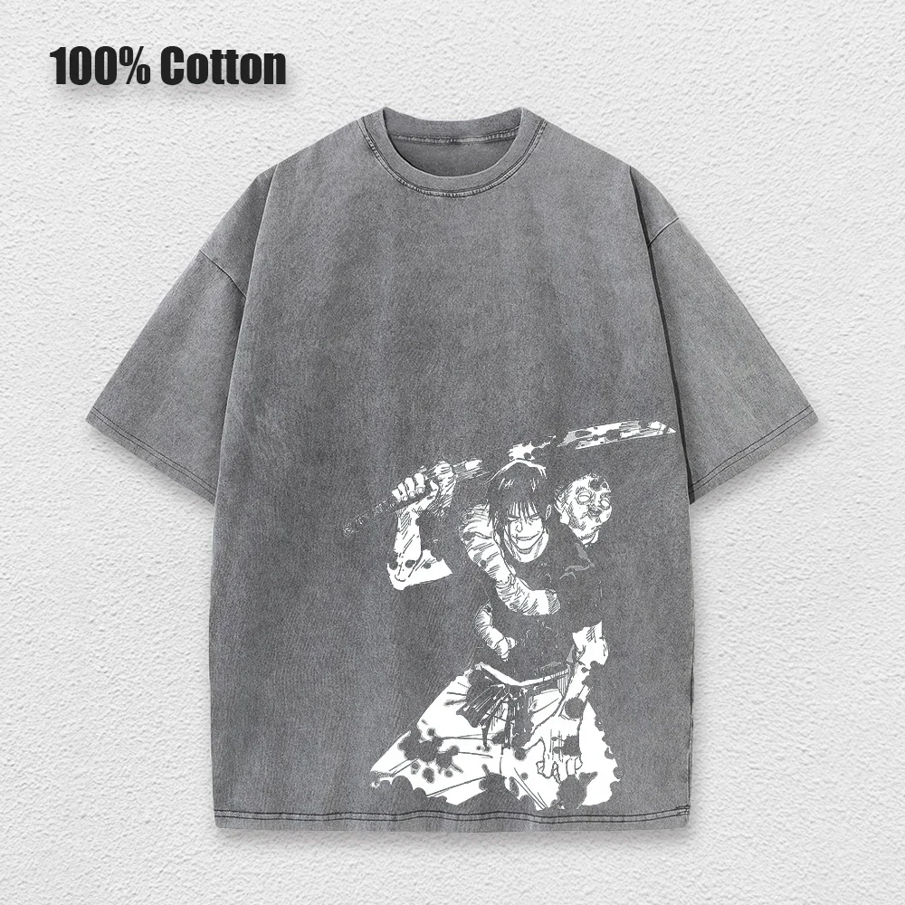 Jujutsu kaisen تي شيرت بأكمام قصيرة للرجال ، ملابس شارع هيب هوب ، قماش قطني فضفاض ، كلاسيكي ، ذهبي ، صيفي ، جديد ،