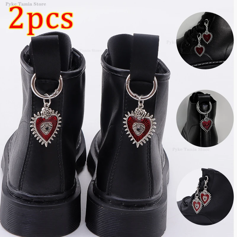 2pcs Metal Heart Shoe Buckle Boots Heel Decoration Pendant Party Fashion Jewelry Diy Snap Hook for Women Shoes Accessories Gifts