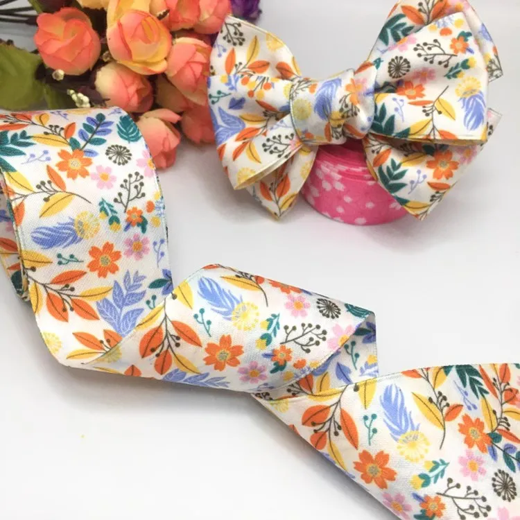 10 Yards 40mm double-sided  flower ribbon DIY handmade material Headwear for hair bows clothing shoesaccessories 23051805