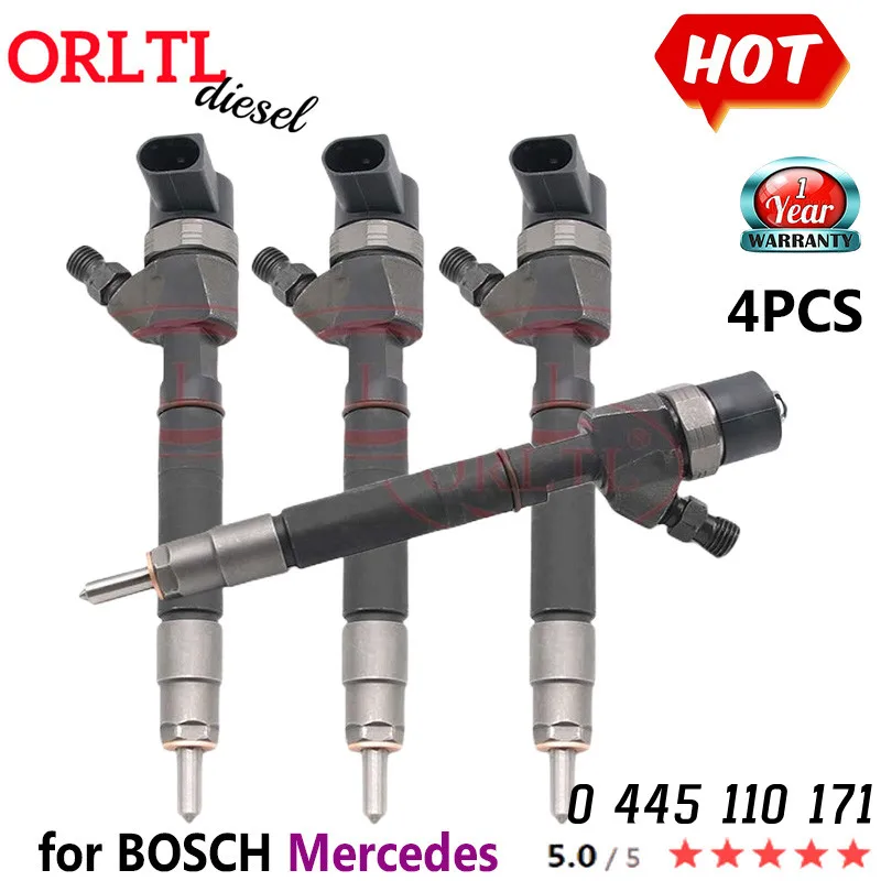 

ORLTL New Injector 0445110171 A6110701487 0 445 110 171 for Mercedes Benz 6110701487 0986435045 6110701687 4PCS