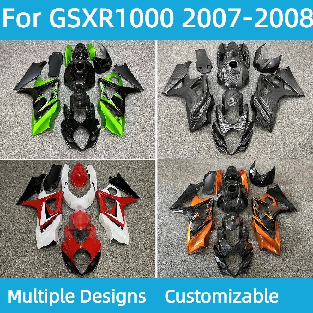 New Style Fairing Kit for GSXR 1000 2007 2008 Carbon Fibre Motorcycle Plastics Kits Covers Fairings GSXR1000 07 08