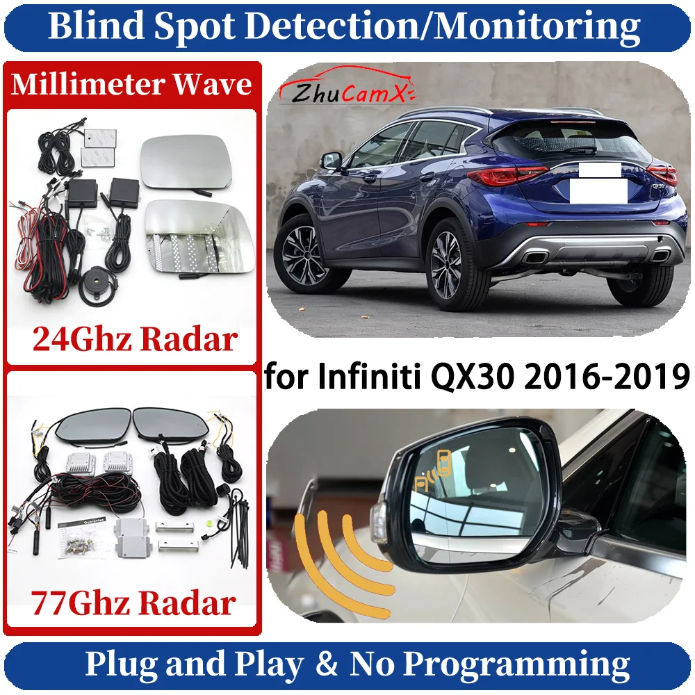 Blind Spot Monitoring/Detection System for Infiniti QX30 2016-2019 Night Driving Side Lane Change Warning Light Safe Assist