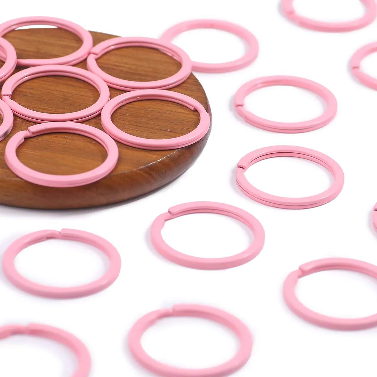 30mm Zinklegierung Flachring Rosa Handgefertigt DIY für Schmuckherstellung Perlenverbinder für Halsketten Armbänder Zubehör