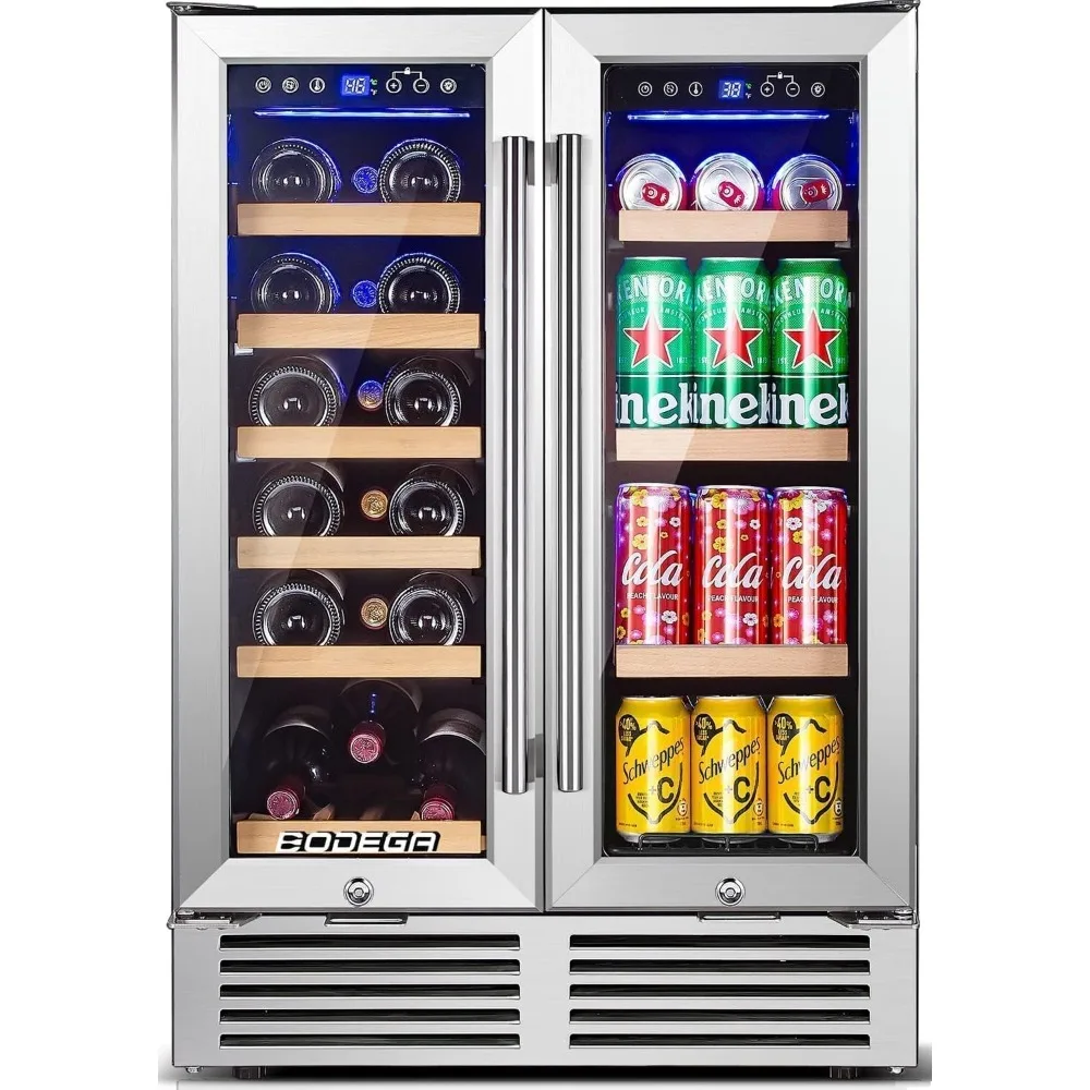 Vinho e Bebidas Frigorífico, Dual Zone Wine Cooler, Smart App Controle, 2 fechaduras de segurança, luz LED suave Hold, 24"