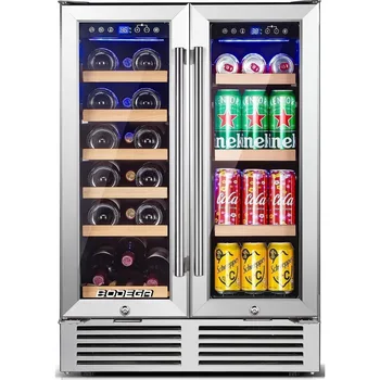 Wine and Beverage Refrigerator, 24 Inch Dual Zone Wine Cooler, with Smart APP Control and 2 Safety Locks,Soft LED Light Hold