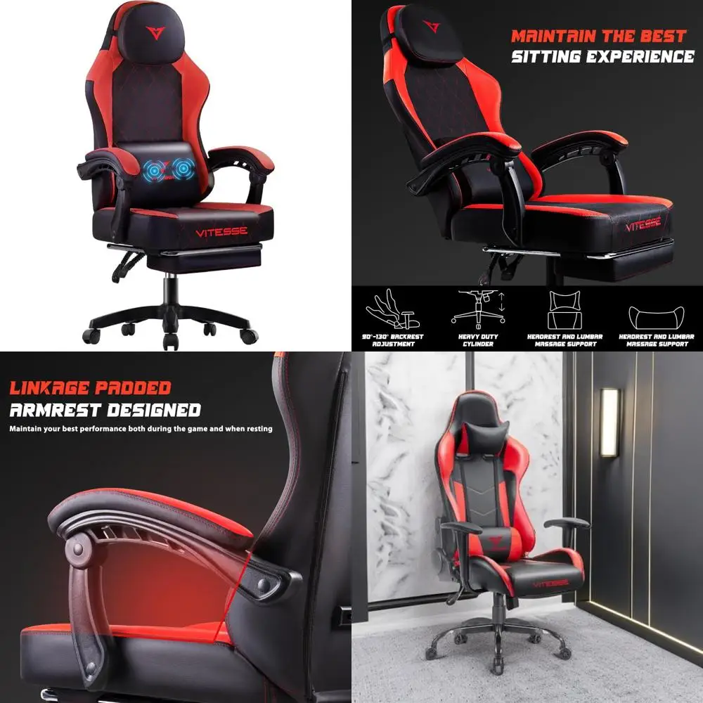 كرسي ألعاب مريح عالي الظهر للبالغين، 400 رطلاً، كرسي مكتب دوار قابل للتعديل، كرسي كمبيوتر مريح للكمبيوتر الشخصي، ارتفاع قابل للتعديل