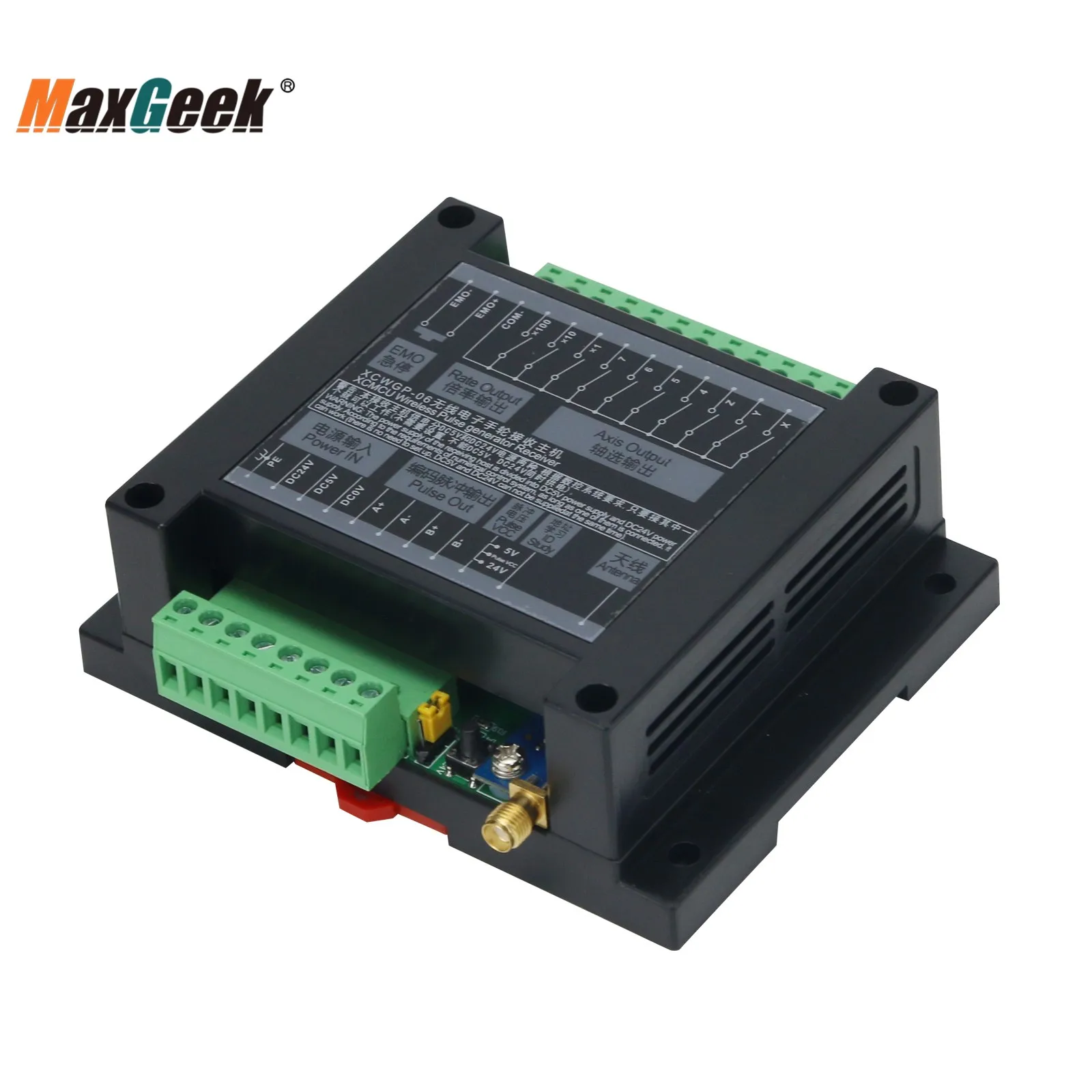 Maxgeek XCWGP-06 Wireless Pulse Generator Handle Unit CNC MPG Wireless Manual Pulse Generator with Emergency Stop Function