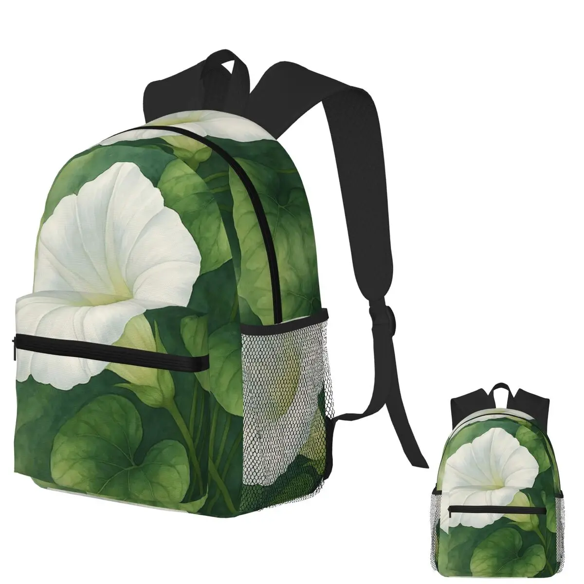 

White Morning Glory Student Backpack School Bag Hiking Travel Daypack for Men Women Fashion Bookbag Shoulder Bags