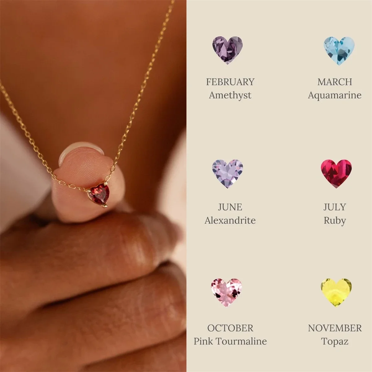 Titanium Steel Twelve Birthday Stone Necklace Instagram Hot Selling Birthday Stone Love Pendant Necklace Color Chains Choker