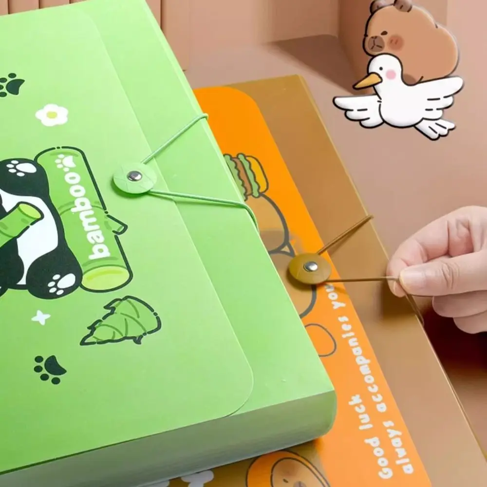 Cute Capybara A4 File Folder Large Capacity 13 Pockets File Organizer Waterproof Handheld Test Paper Storage Folder Stationery