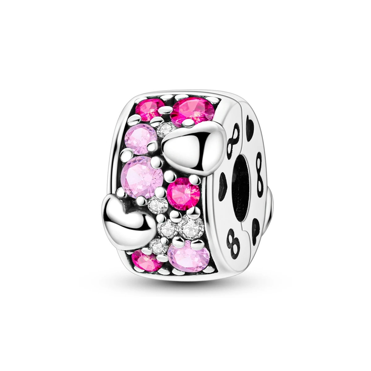 

925 Sterling Silver Clamp Clip Bead Pink Charm for Woman Fit Bracelet Diy Original Female Jewelry Gift