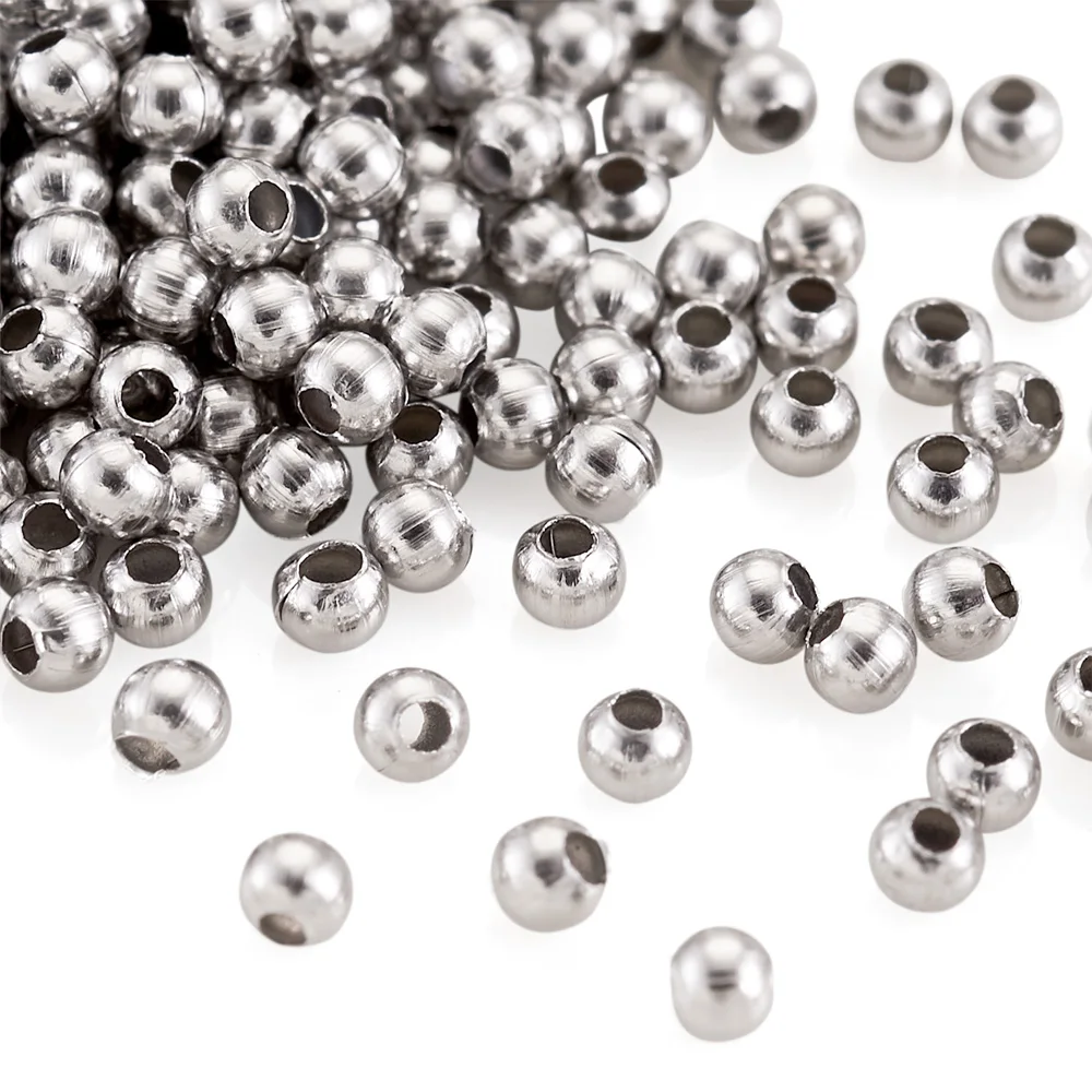 About 500pcs/Bag Hollow Round Metal Spacer Beads 304 Stainless Steel Beads for DIY Bracelet Necklace Jewelry Making  Craft 2x2mm