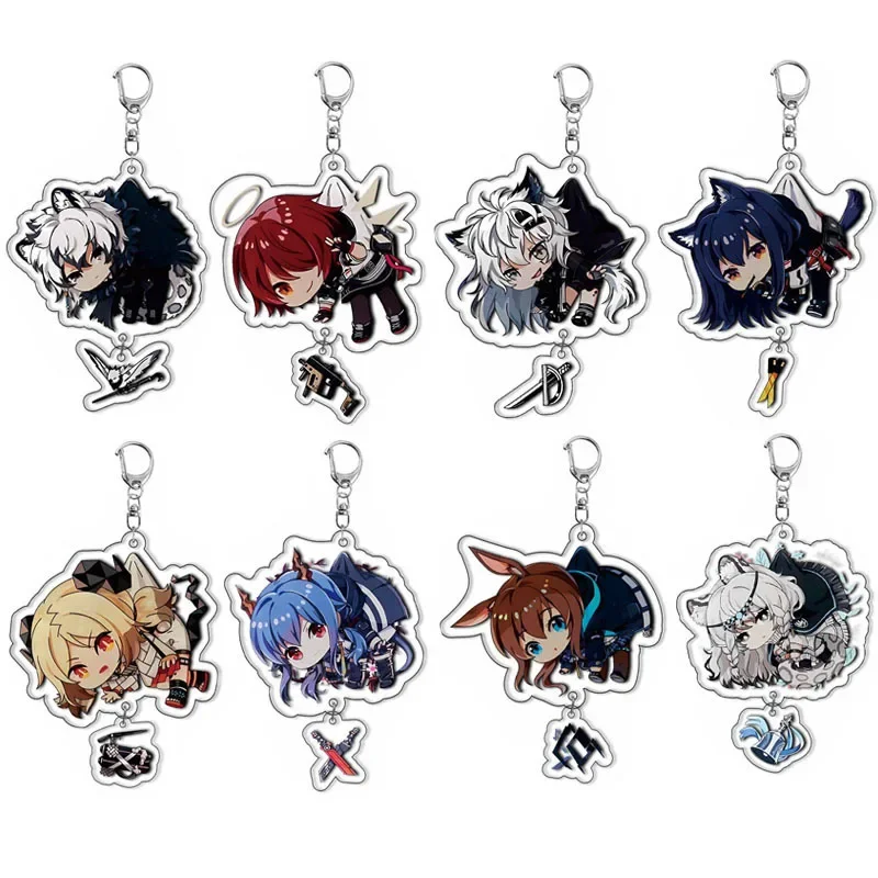 Arknights Q Version Character Acrylic Keychain Double Pendant Charm Amiya Exusiai Lappland Texas Game Peripheral Bag Decoration