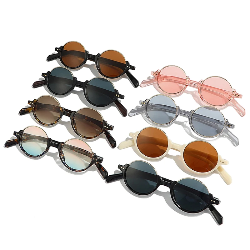 SHAUNA New Semi-Metal Round Women Sunglasses Vintage Rivets Punk Men Trending Gradient Shades UV400 Sun Glasses