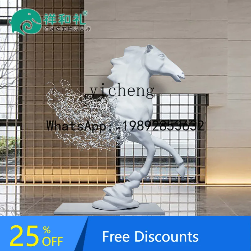 

large-scale creative floor ornament indoor horse head art custom fiberglass sculpture