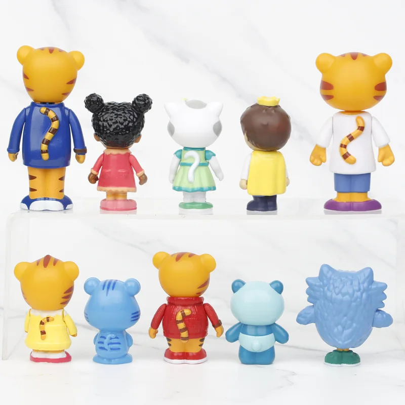 10Pcs/Set Daniel Tiger's Neighborhood Anime Toy Cute Daniel Tiger Katerina Kittycat O the Owl Miss Elaina Prince Kids Collection