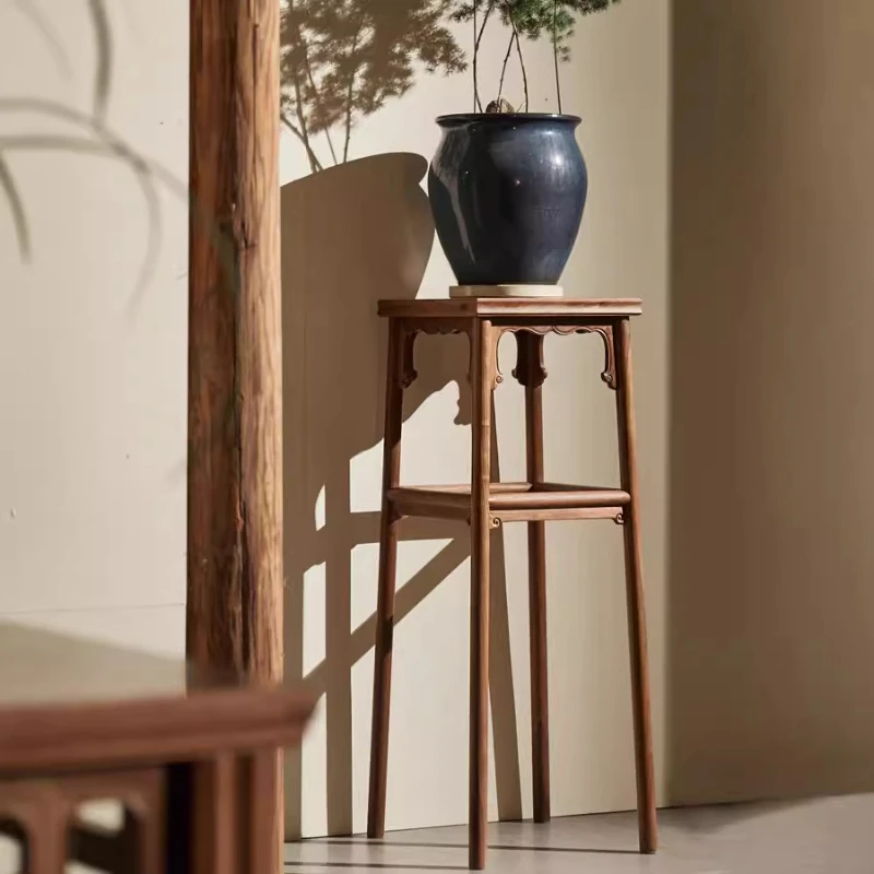 

New Chinese Ming style antique black walnut flower stand high foot fragrance several Zen flower several shelves