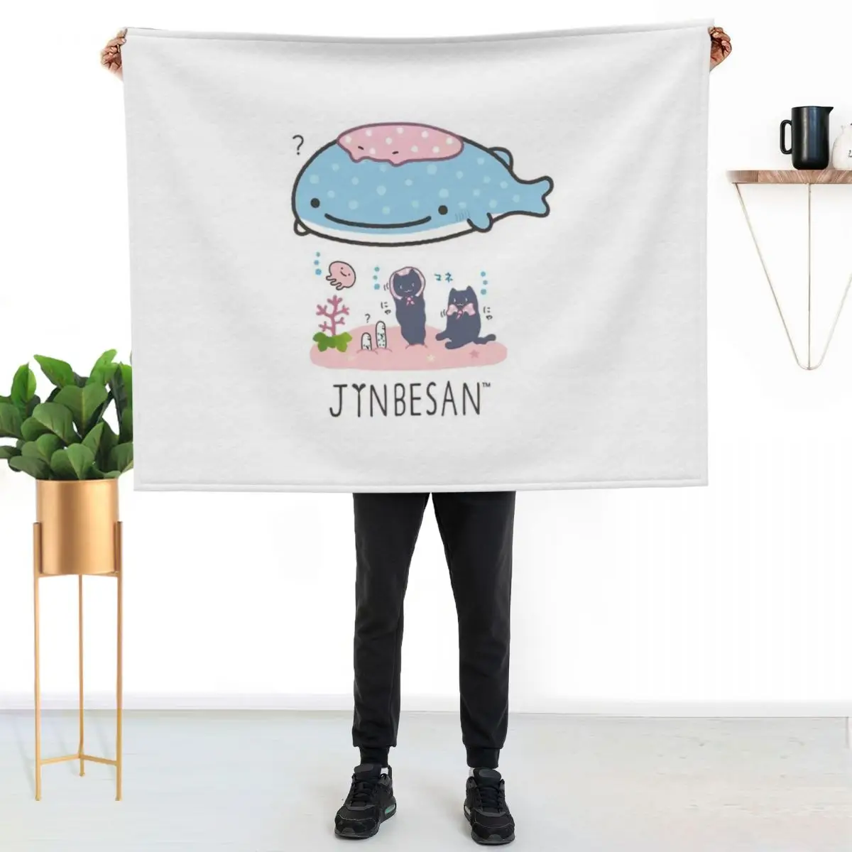 Jinbesan Group Pose Throw Blanket Flannel Fabric wednesday Multi-Purpose for babies Thermals For Travel Warm Blankets