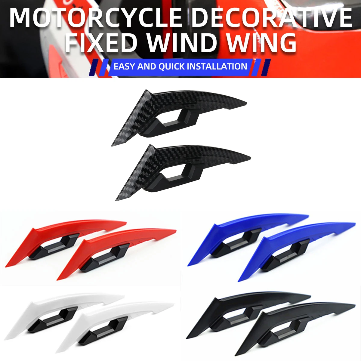 2Pcs Motorcycle Front Fairing Winglets Universal Decorative Sticker Aerodynamic Spoiler Dynamic Wing for Motorbike E-Bike