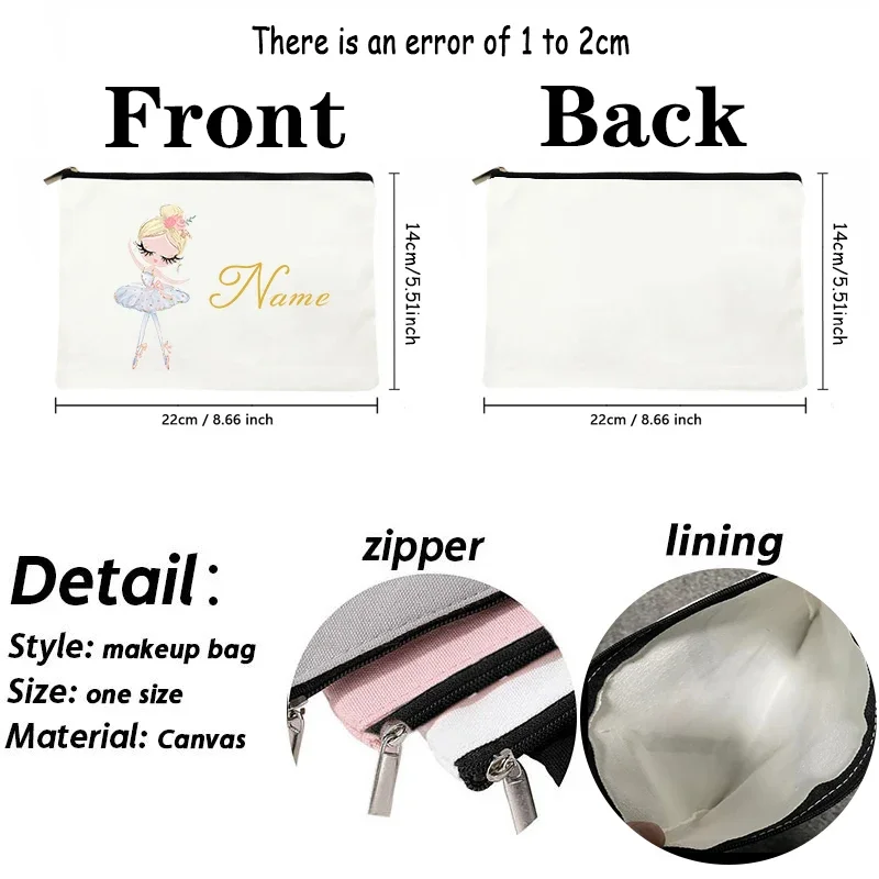 Personalized Bridesmaid Name Makeup Bag Ballet Girl Name Custom Gift for Students Ballet Teachers Cosmetic Case Women Purse