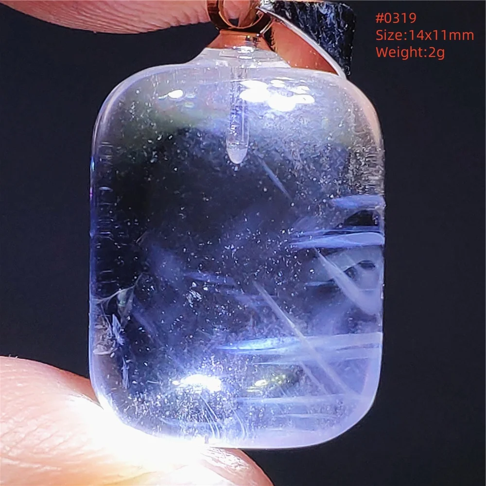Genuine Natural Blue Feather Rutilated Quartz Pendant Angel Pyramid Needle Feather Rutilated Crystal Women Men AAAAAAA