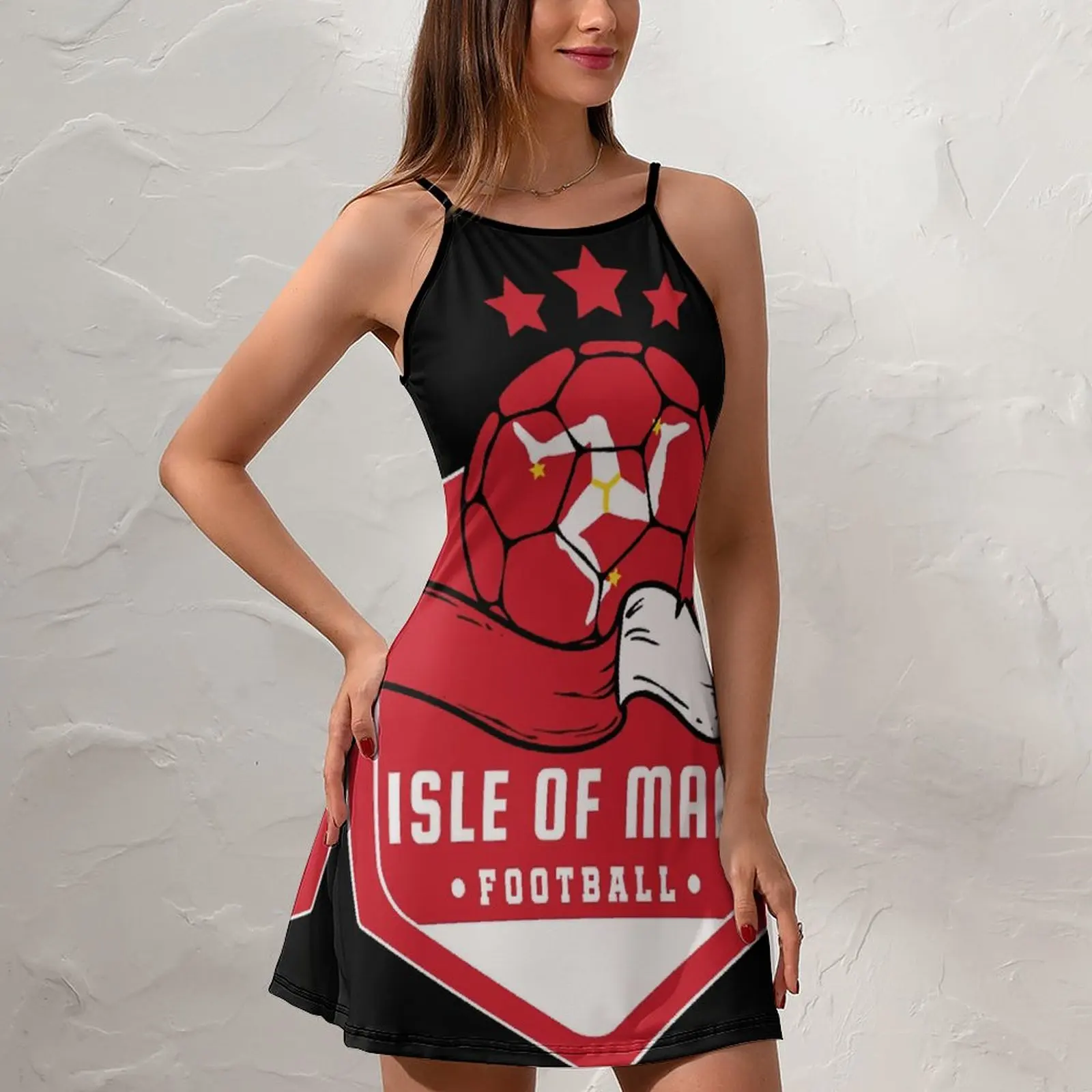 Isle Of Man Football Poster For Sale  Women's Sling Dress Funny Novelty The Dress Graphic Cool Exotic  Woman's Dress  Clubs