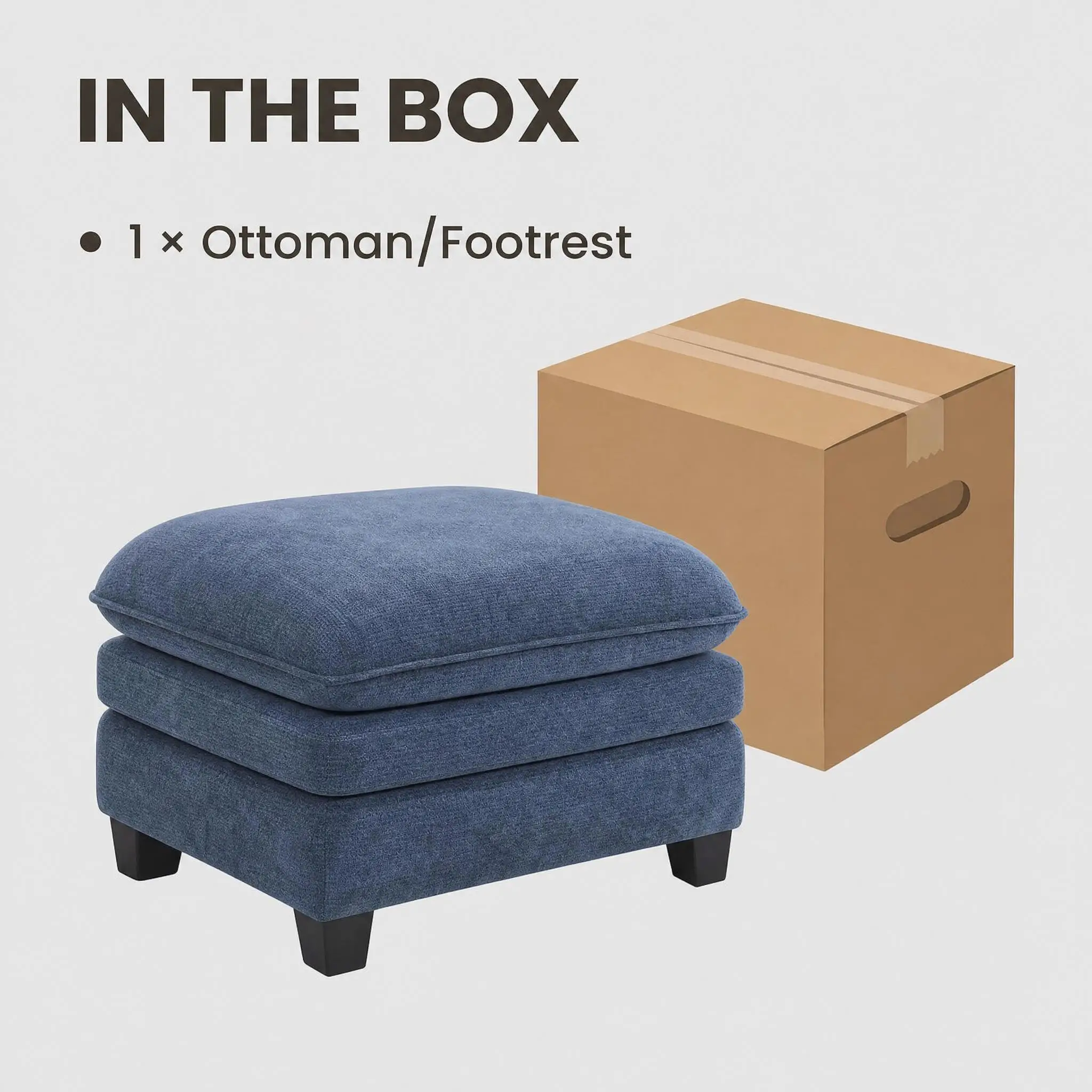 Customizable Modular Sofa Ottoman - Chenille Upholstery, 300 lbs Heavy Duty Support, Extra Seat & Footrest for Dining or Living Room - Versatile Furniture Piece