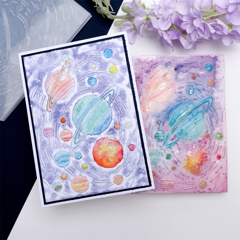 Estrelas cósmicas e asteroides Pasta de gravação 3D para fazer cartões e scrapbooking - Plástico durável, gravação fácil - Perfeito