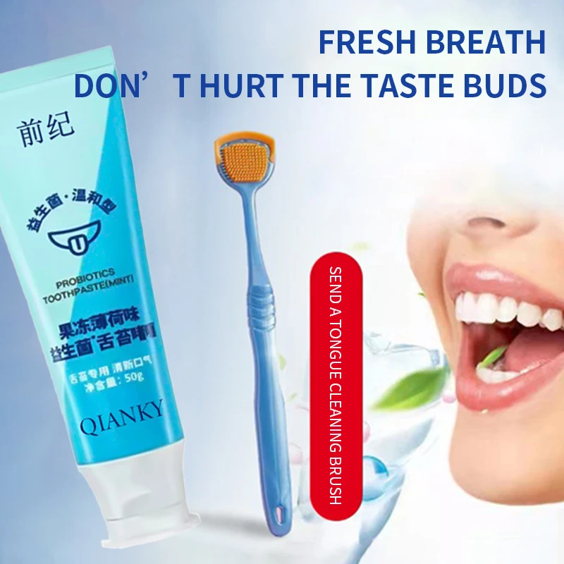 Tongue Scraper and Coating Cleaning Gel  Fresh Remove Oral Odor To Cleaner for Bad Breath Clean