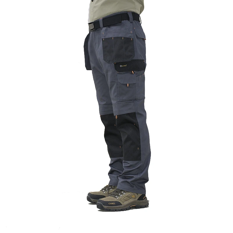 Men\'s Multi-Pocket Cargo Pants Outdoor Safari Style Straight Working Pants with Multi-Pockets Wear-Resistant Work Pants