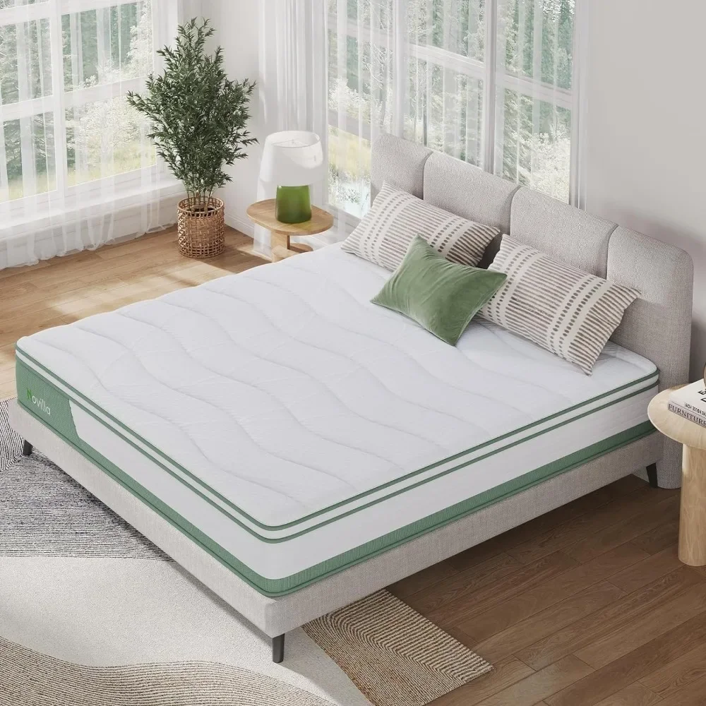 Colchão Híbrido com Gel Memory Foam para Alívio de Pressão e Noite Fria, Cama King Firme, Zona 5, 12"