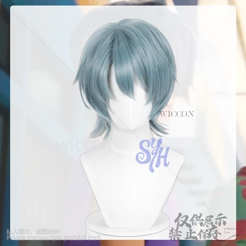 أنيمي فيلم شيطان ساجا بوي تأثيري سر الأرجواني الرمادي الباروكات الشباك إكسسوارات الشعر الاصطناعية قصيرة مستقيم الشعر هالوين كوس