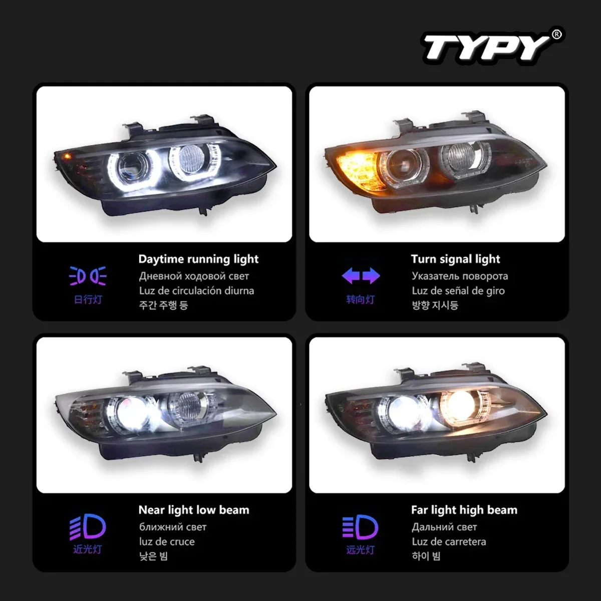 

TYPY Новая светодиодная фара, обновленная, модифицированная для BMW M3 E92 2006-2012, фара с динамическим сигналом, автоаксессуары