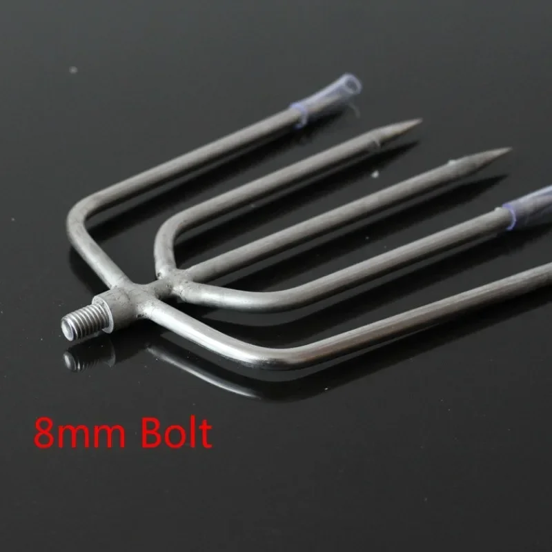 3/4/5 Tine Prong Spearhead Fishing Fork Harpoon Tip with Barbs Diving Spear Gun 8mm bolt Head Fishing Tool fishgig