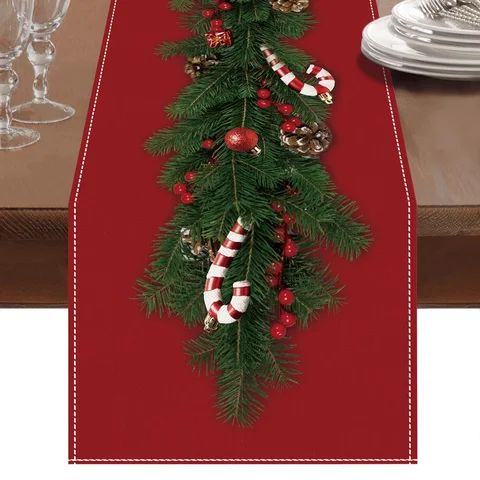 VIKAMA red Christmas tree decoration table runner seasonal winter Christmas party decoration holiday indoor home kitchen decor