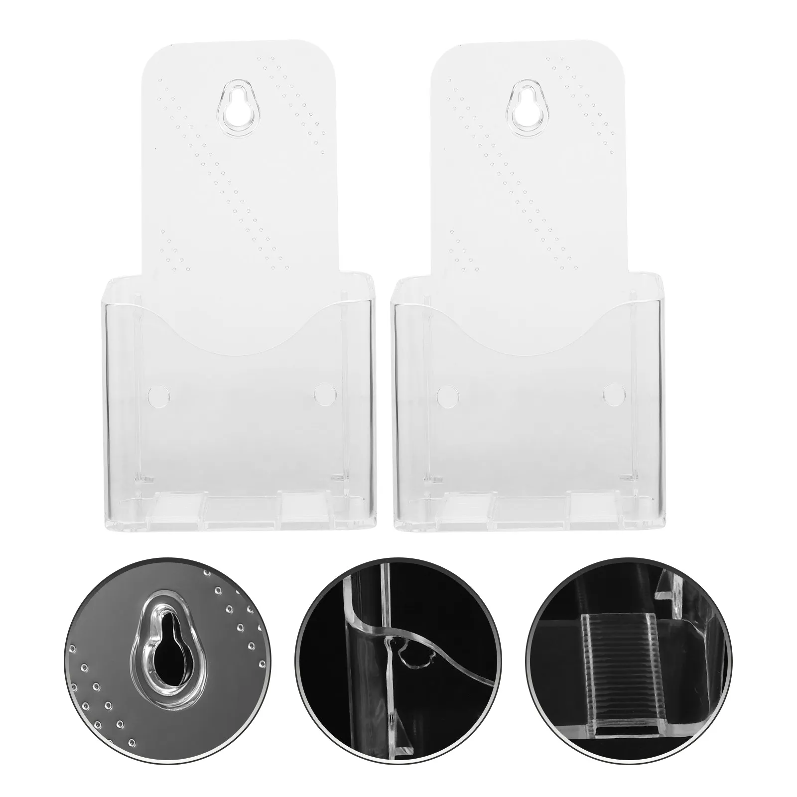2Pcs Acrylic Document Holder Wall Mounted Bookstand Transparent Card Organizer Brochure Display File Rack for Office