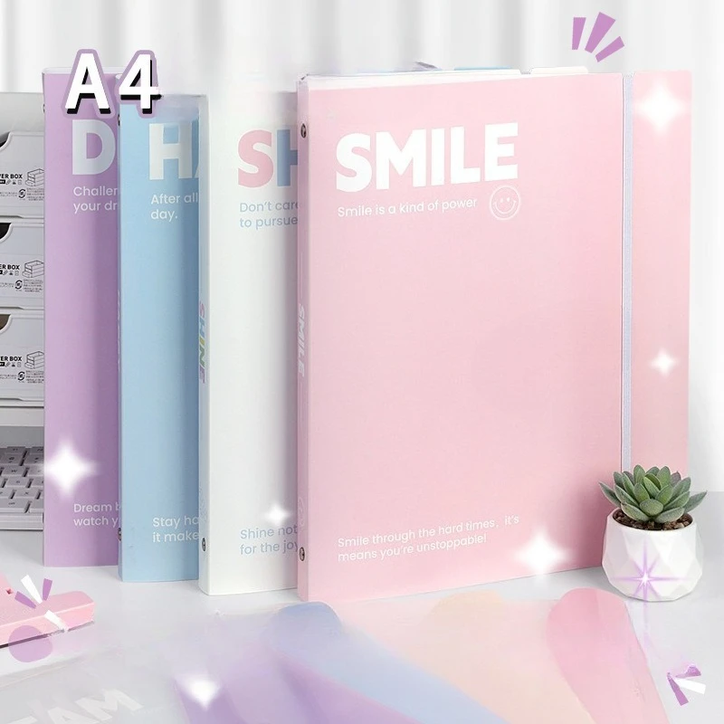 

School A4 File Bag, Punched Loose Leaf Folder, Information Booklet, Ins Transparent Student Exam Paper Office Storage Book