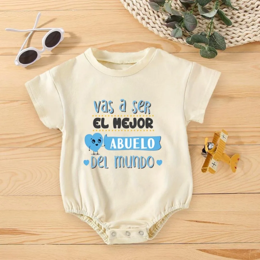 You Will Become The Best Grandfather in The World Print Bubble Baby Rompershort Sleeve Bofysuit  Spain Grandparents Day Surprise