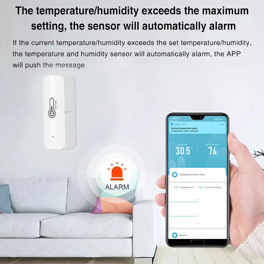 Tuya Smart WiFi Temperature & Humidity Sensor Indoor Thermometer Hygrometer Monitor Work With Alexa Google Assistant