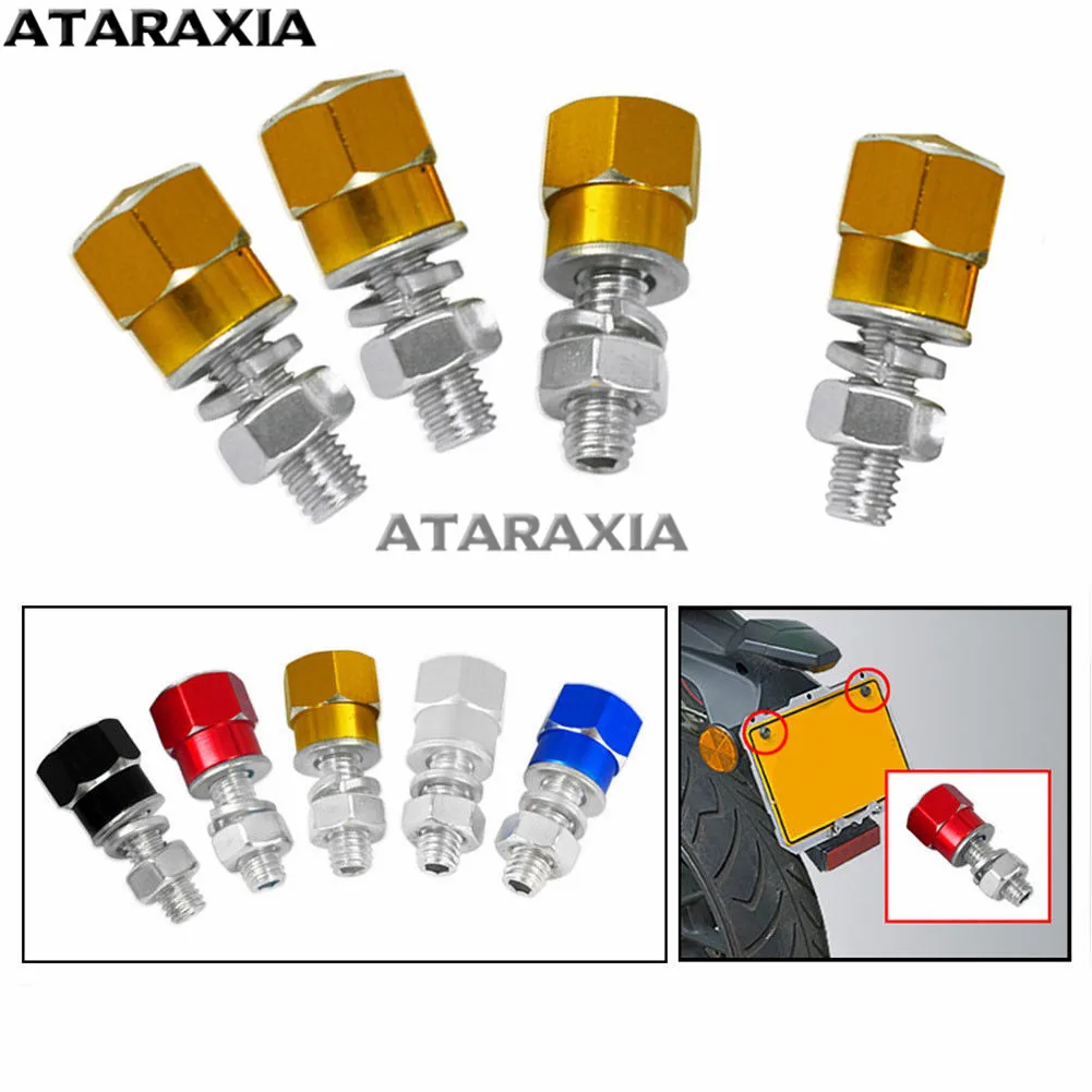 

4Pcs 6mm Aluminum Alloy License Plate Frame Screw Nut Fastener Bolts Motorcycle For Harley Davidson Honda Yamaha Kawasaki Suzuki